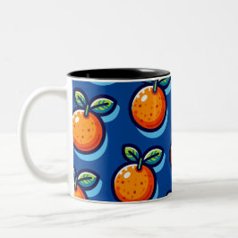 Orange design repeat pattern Coffee Mug Tweekleurige Koffiemok