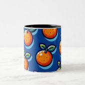 Orange design repeat pattern Coffee Mug Tweekleurige Koffiemok (Center)