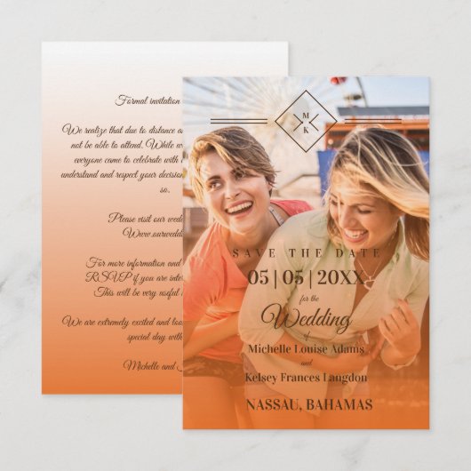 Orange Destination Wedding Gay Lesbian Wedding (Voorkant / Achterkant)