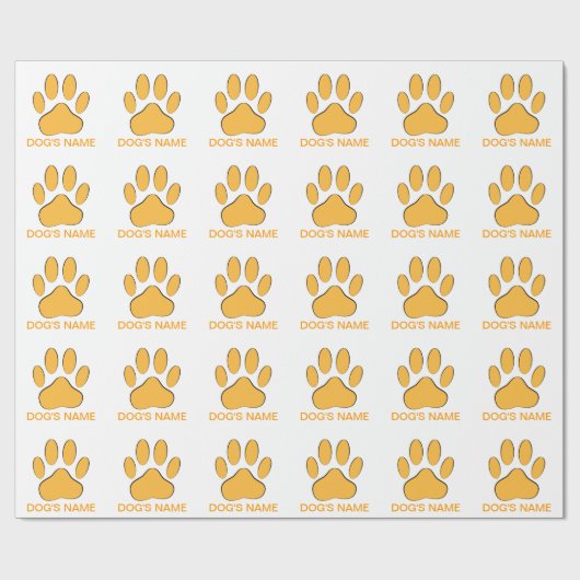 Orange Dog Pawprint Cadeaupapier (Vlak)