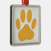 Orange Dog Pawprint Metalen Ornament (Rechts)