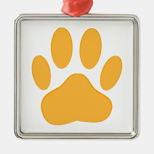 Orange Dog Pawprint Metalen Ornament (Voorkant)