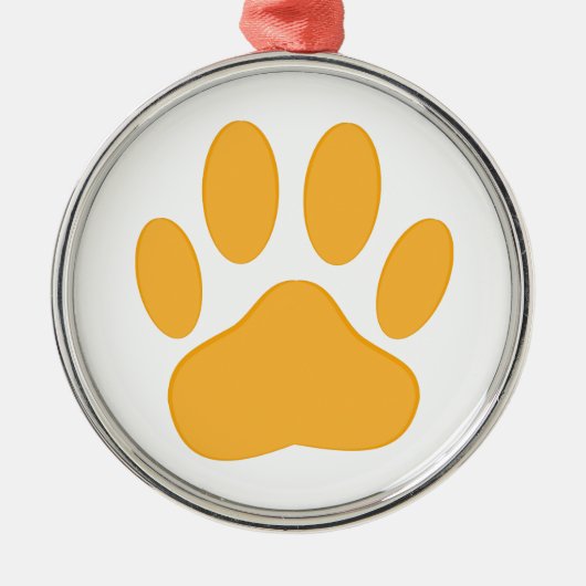 Orange Dog Pawprint Metalen Ornament (Voorkant)