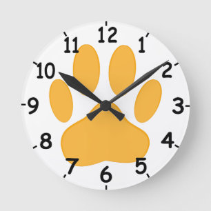 Orange Dog Pawprint Ronde Klok