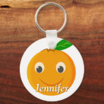 Orange Drawing Custom Name Sleutelhanger<br><div class="desc">Cute orange drawing. Custom key chains. Edit name to customize. Gift idea for orange lovers.</div>