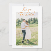Orange Drawn Floral Garden Photo Save The Date (Voorkant)