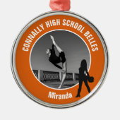 Orange Drill Team Photo Dancer Christmas Metalen Ornament (Voorkant)