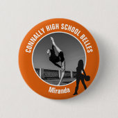 Orange Drill Team Photo High School Dancer Ronde Button 5,7 Cm (Voorkant)