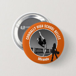 Orange Drill Team Photo High School Dancer Ronde Button 5,7 Cm
