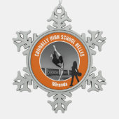 Orange Drill Team Photo High School Dancer Tin Sneeuwvlok Ornament (Voorkant)
