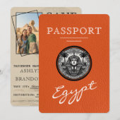 Orange Egypt Passport Wedding Save the Date (Voorkant / Achterkant)