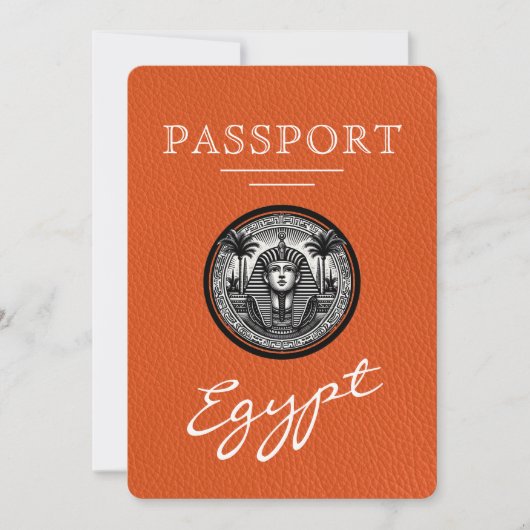 Orange Egypt Passport Wedding Save the Date (Voorkant)