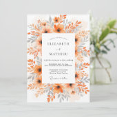 Orange Exquisite Watercolor Wedding Kaart (Staand voorkant)