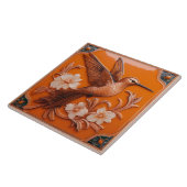Orange faux relief Art Nouveau Hummingbird R Tegeltje (Zijkant)