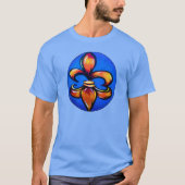Orange Fleur d Lis against blue background T-shirt (Voorkant)