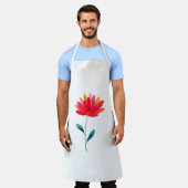 Orange Floral Botanical Apron Minimal Flower Schort (Gedragen)