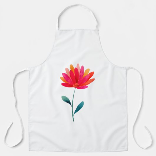 Orange Floral Botanical Apron Minimal Flower Schort (Voorkant)