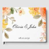 ORANGE FLORAL BOTANICAL BRIDAL SHOWER WEDDING GASTENBOEK (Voorkant)