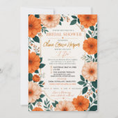 Orange Floral Bride To Be Party Invite Kaart (Voorkant)