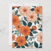 Orange Floral Bride To Be Party Invite Kaart (Achterkant)