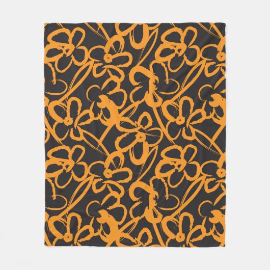 Orange Floral brush strokes seamless pattern backg Fleece Deken (Voorkant)