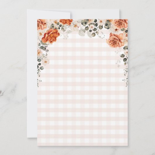 Orange Floral Little Pumpkin Gingham Baby Shower Kaart (Achterkant)