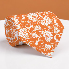 Orange Floral Pattern Custom Necktie Stropdas