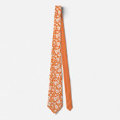 Orange Floral Pattern Custom Necktie Stropdas (Voorkant)
