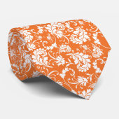 Orange Floral Pattern Custom Necktie Stropdas (Opgerold)