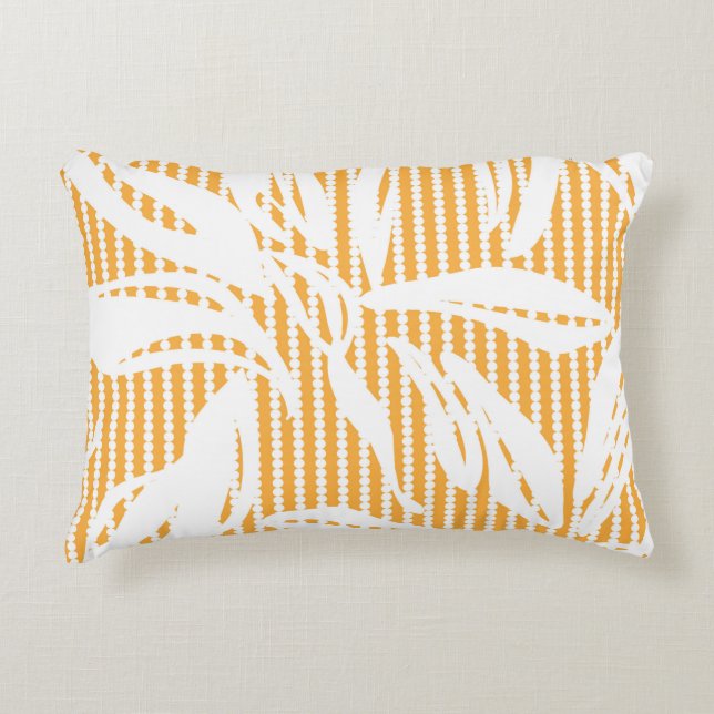 Orange Floral seamless pattern with striped backgr Accent Kussen (Voorkant)