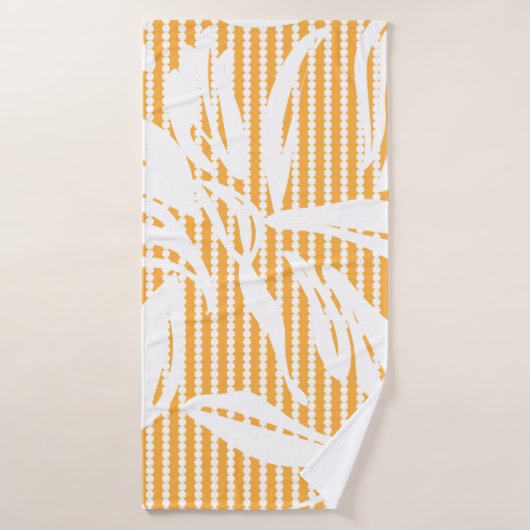 Orange Floral seamless pattern with striped backgr Badhanddoek (Badhanddoek)