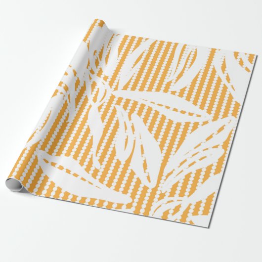 Orange Floral seamless pattern with striped backgr Cadeaupapier (Uitgerold)