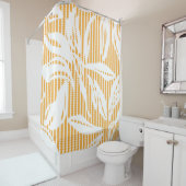 Orange Floral seamless pattern with striped backgr Douchegordijn (In situ)