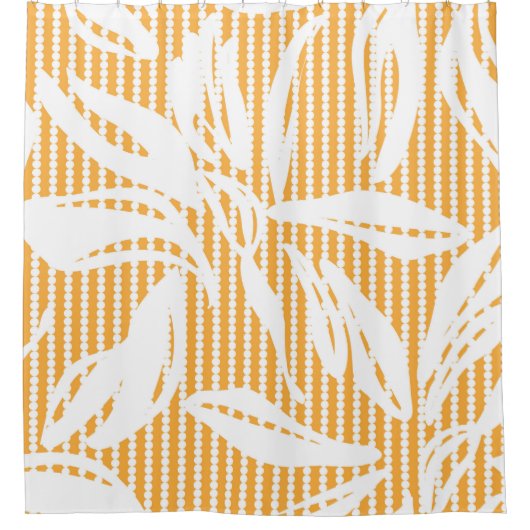 Orange Floral seamless pattern with striped backgr Douchegordijn (Voorkant)