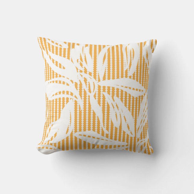 Orange Floral seamless pattern with striped backgr Kussen (Voorkant)