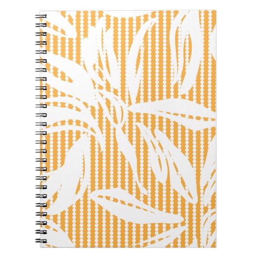 Orange Floral seamless pattern with striped backgr Notitieboek (Voorkant)