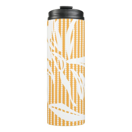 Orange Floral seamless pattern with striped backgr Thermosbeker (Voorkant)