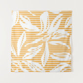 Orange Floral seamless pattern with striped backgr Wandkleed (Voorkant (horizontaal))