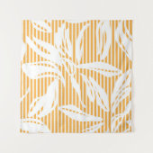 Orange Floral seamless pattern with striped backgr Wandkleed (Voorkant)