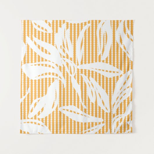 Orange Floral seamless pattern with striped backgr Wandkleed (Voorkant)