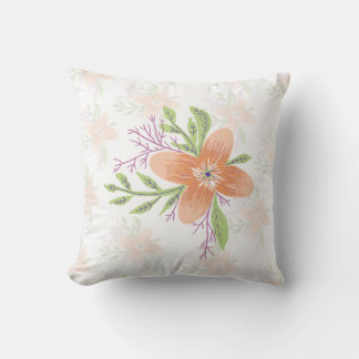 Orange Floral Watercolor Throw Pillow – Elegant Bo Kussen