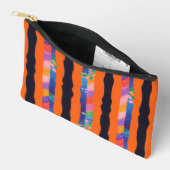 Orange Floral Wavy Stripe Pattern Etui (Open)