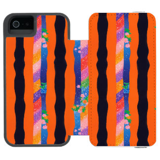 Orange Floral Wavy Stripe Pattern