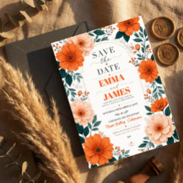Orange Floral  Wedding Invitation Acryl Uitnodigingen
