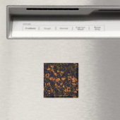 Orange flower against leaf pattercamouflage magneet (Insitu (Vaatwasser))