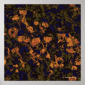 Orange flower against leaf pattercamouflage poster (Voorkant)
