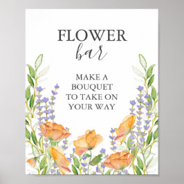 Orange Flower Bar Sign Poster