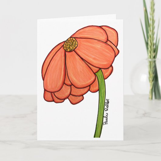 Orange Flower- Thinking of you... Kaart (Voorkant)