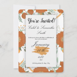 Orange Flower Wedding Invitation Kaart