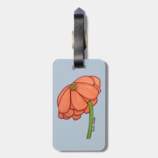 Orange Flower with Blue background Bagagelabel (Achterkant verticaal)